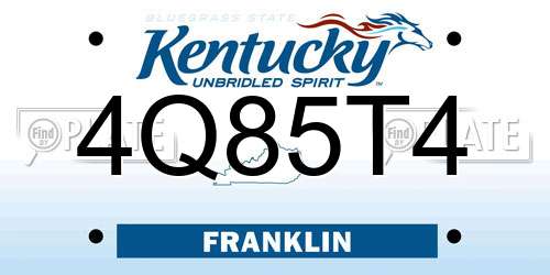 4Q85T4 Kentucky License Plate