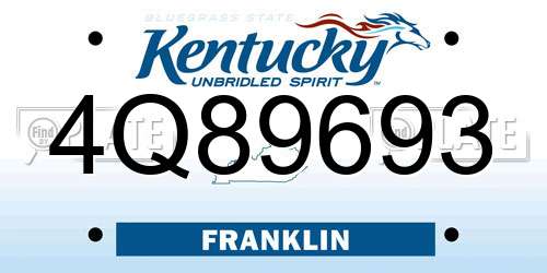 4Q89693 Kentucky License Plate