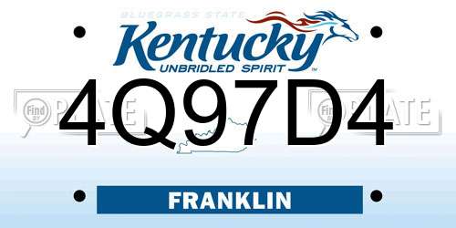 4Q97D4 Kentucky License Plate