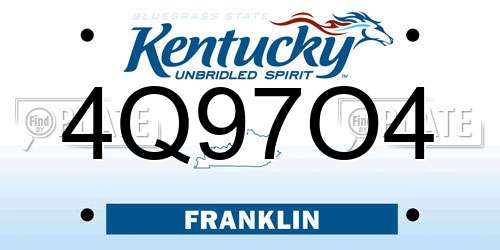 4Q97O4 Kentucky License Plate