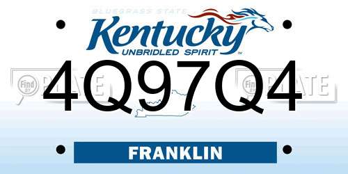 4Q97Q4 Kentucky License Plate