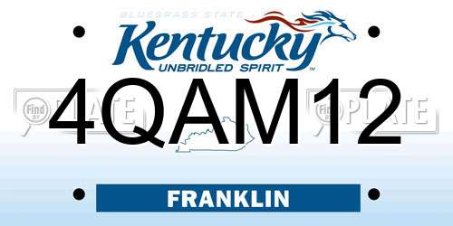 4QAM12 Kentucky License Plate