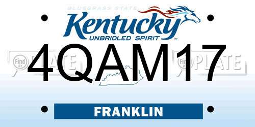 4QAM17 Kentucky License Plate