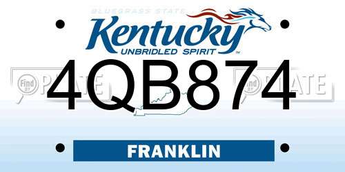 4QB874 Kentucky License Plate