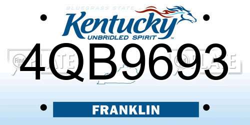 4QB9693 Kentucky License Plate