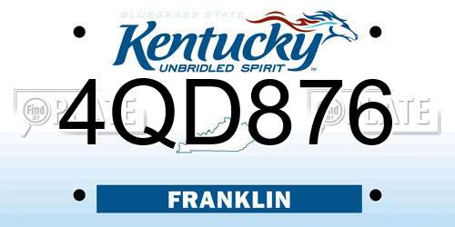 4QD876 Kentucky License Plate
