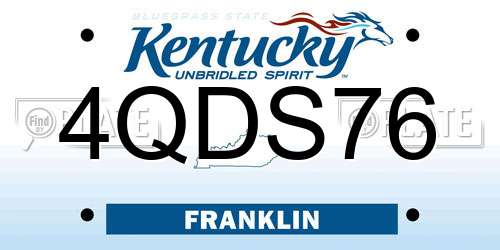4QDS76 Kentucky License Plate