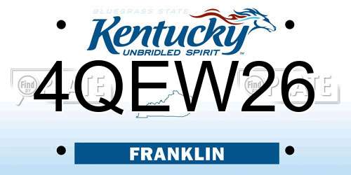 4QEW26 Kentucky License Plate