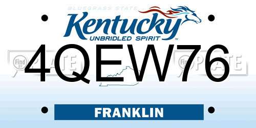 4QEW76 Kentucky License Plate