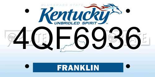 4QF6936 Kentucky License Plate