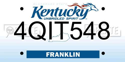 4QIT548 Kentucky License Plate