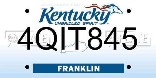 4QIT845 Kentucky License Plate