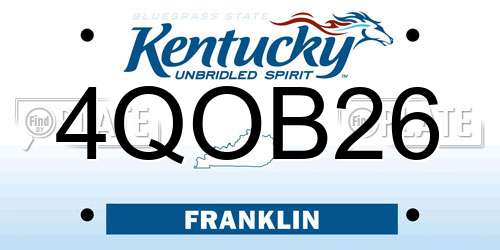 4QOB26 Kentucky License Plate