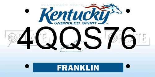 4QQS76 Kentucky License Plate