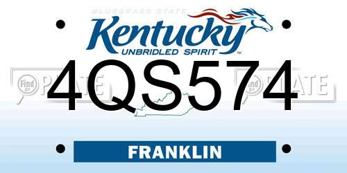4QS574 Kentucky License Plate