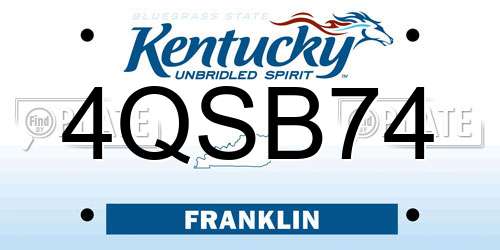 4QSB74 Kentucky License Plate