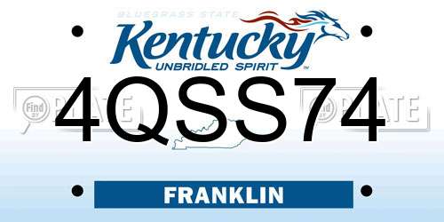 4QSS74 Kentucky License Plate