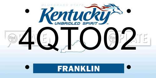 4QTO02 Kentucky License Plate