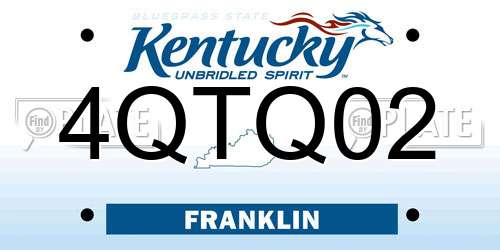 4QTQ02 Kentucky License Plate