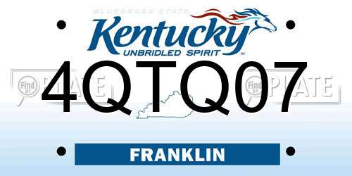 4QTQ07 Kentucky License Plate