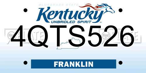 4QTS526 Kentucky License Plate