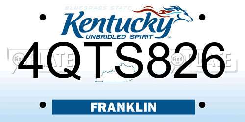 4QTS826 Kentucky License Plate