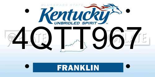 4QTT967 Kentucky License Plate