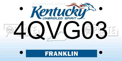 4QVG03 Kentucky License Plate