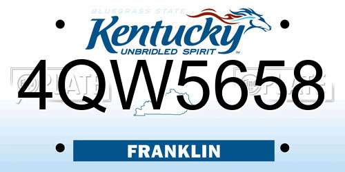 4QW5658 Kentucky License Plate
