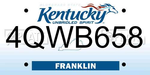 4QWB658 Kentucky License Plate