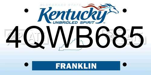 4QWB685 Kentucky License Plate