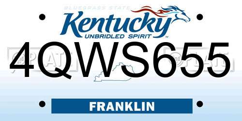 4QWS655 Kentucky License Plate