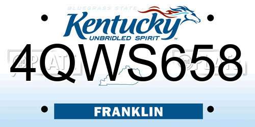 4QWS658 Kentucky License Plate