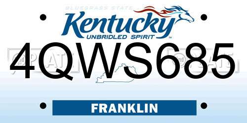 4QWS685 Kentucky License Plate