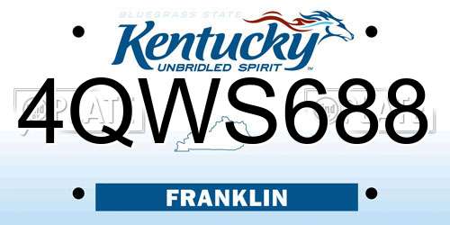 4QWS688 Kentucky License Plate