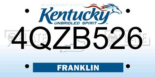 4QZB526 Kentucky License Plate