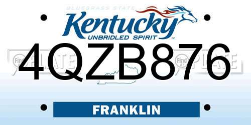 4QZB876 Kentucky License Plate