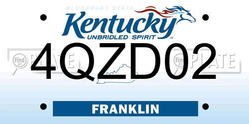 4QZD02 Kentucky License Plate