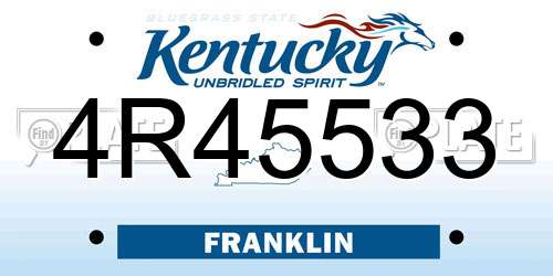 4R45533 Kentucky License Plate