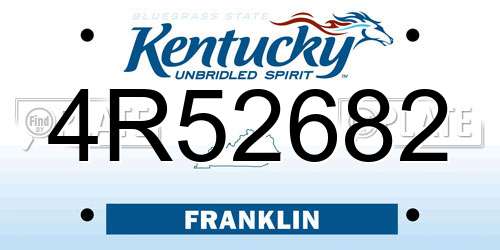 4R52682 Kentucky License Plate