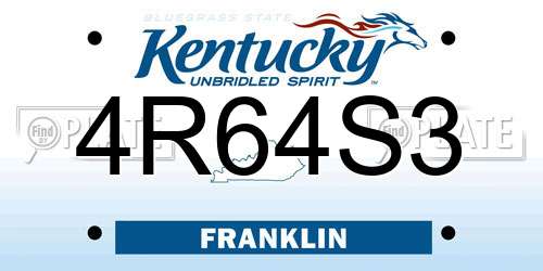 4R64S3 Kentucky License Plate