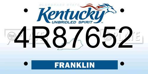 4R87652 Kentucky License Plate