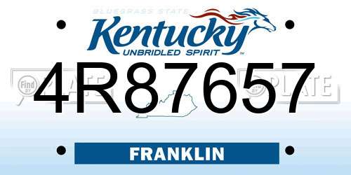 4R87657 Kentucky License Plate