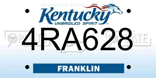 4RA628 Kentucky License Plate