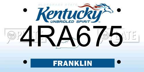 4RA675 Kentucky License Plate