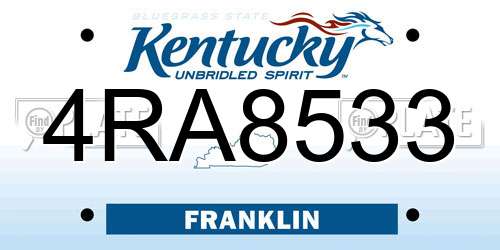 4RA8533 Kentucky License Plate