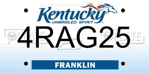 4RAG25 Kentucky License Plate