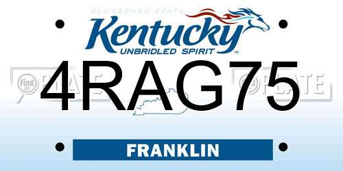 4RAG75 Kentucky License Plate