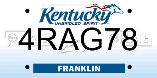 4RAG78 Kentucky License Plate