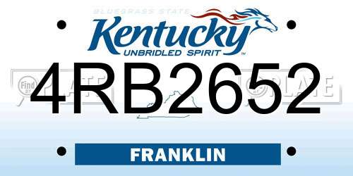 4RB2652 Kentucky License Plate